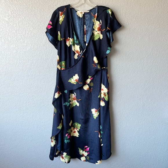 Rachel Roy SZ 1X silky midi floral dress - Picture 2 of 13